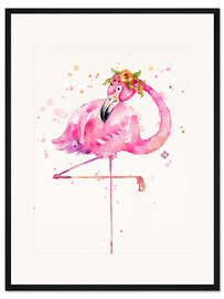 Gerahmter Kunstdruck Süßer Flamingo