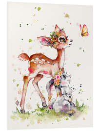 Foam board print Fawn and bunny