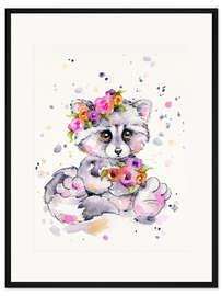 Gerahmter Kunstdruck Süßer Waschbär