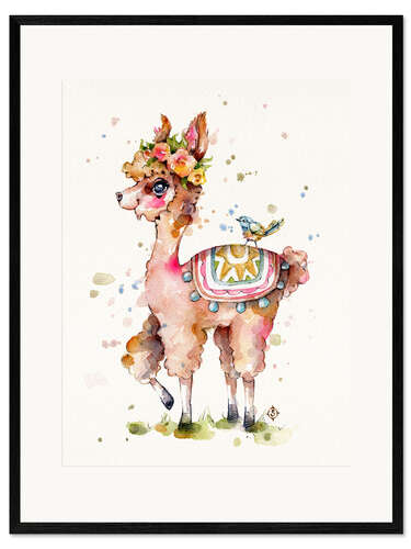 Ingelijste kunstdruk Sweet Llama