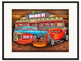 Gerahmter Kunstdruck Retro Diner