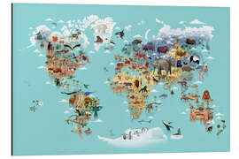 Magnettafel Weltkarte der Tiere