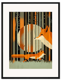 Gerahmter Kunstdruck Mitternachtsfüchse - Dieter Braun