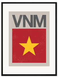 Gerahmter Kunstdruck Vietnam Retroflagge