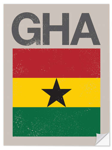 Wandsticker Ghana Retroflagge