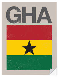 Selvklebende plakat Ghana retro flag