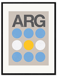 Impresión de arte enmarcada Bandera retro Argentina