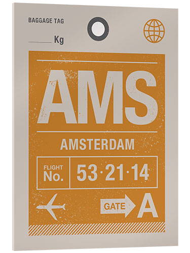 Acrylic print Amsterdam travel tag