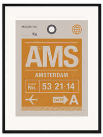 Gerahmter Kunstdruck Amsterdam Reiselabel