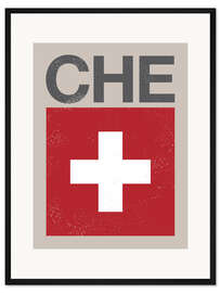 Gerahmter Kunstdruck Schweiz Retroflagge