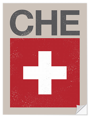 Selvklebende plakat Switzerland retro flag