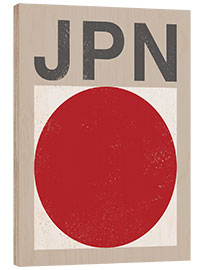 Hout print Japan retro flag