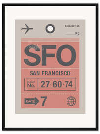 Gerahmter Kunstdruck San Francisco Reiselabel