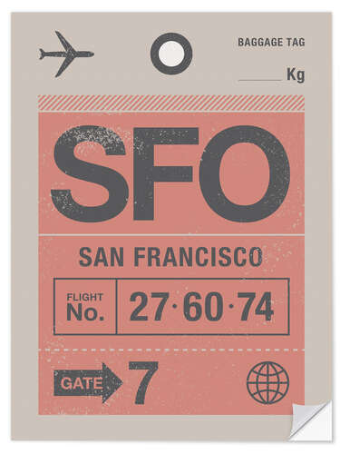 Selvklebende plakat San Francisco travel tag