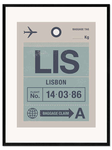 Ingelijste kunstdruk Lisbon travel tag