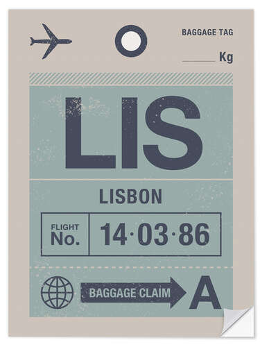 Selvklæbende plakat Lisbon travel tag