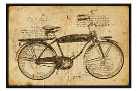 Gerahmter Kunstdruck Retro Fahrrad