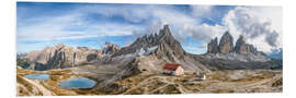 Foam board print Dolomites with a view of the Three Peaks
