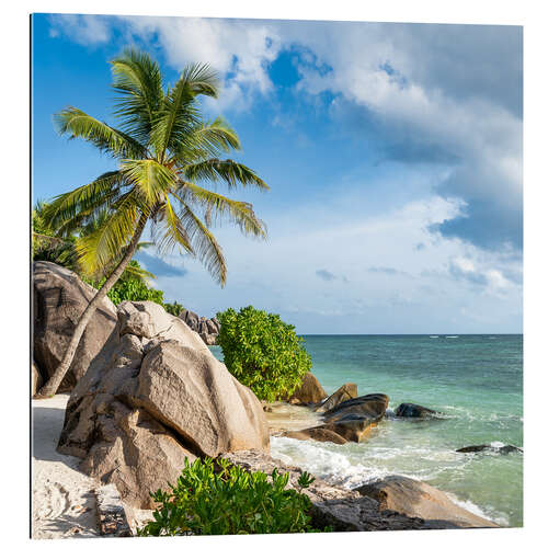 Tableau en plexi-alu Plage d’Anse Source d’Argent aux Seychelles