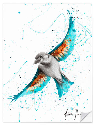 Självhäftande poster Sunny Turquoise Bird