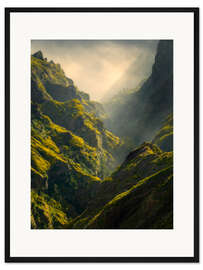 Gerahmter Kunstdruck Sonnenuntergang am Pico Do Aereiro, Madeira