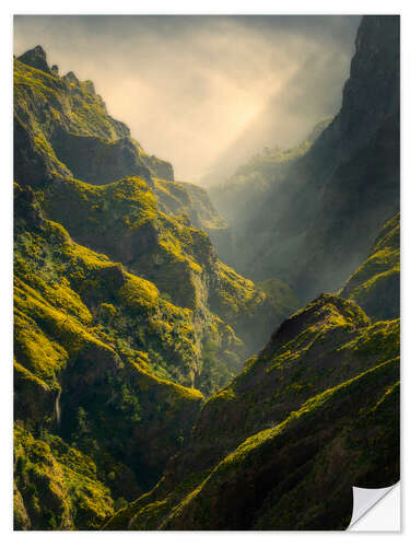 Selvklebende plakat Sunset at Pico Do Aereiro, Madeira