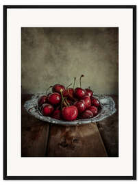 Gerahmter Kunstdruck Stillleben mit frischen Kirschen