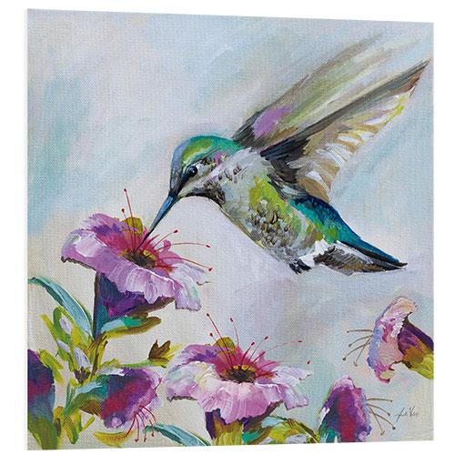 Foam board print Hummingbird with hibiscus flowers II