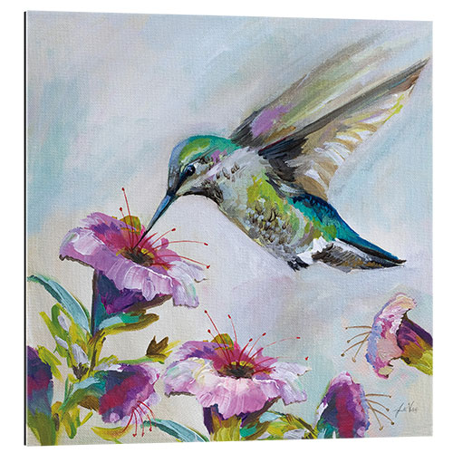 Galleritryck Hummingbird with hibiscus flowers II