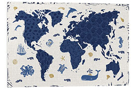 Foam board print Indigo World Map