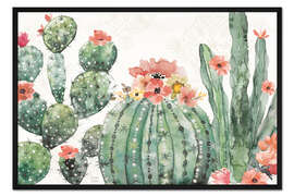 Gerahmter Kunstdruck Blühende Kakteen I