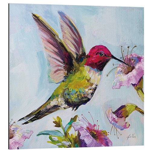 Aluminium print Hummingbird with hibiscus flowers I