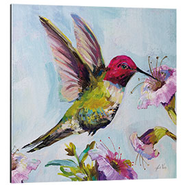 Alubild Kolibri mit Hibiskusblüten  I