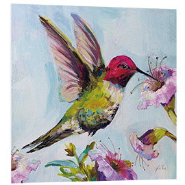 Foam board print Hummingbird with hibiscus flowers I