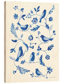 Wood print Bird celebration