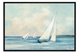 Gerahmter Kunstdruck Segelboote bei Sonnenaufgang