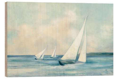 Wood print Sailing boats at sunrise