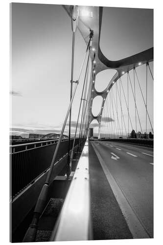 Acrylic print Frankfurt harbor bridge at night