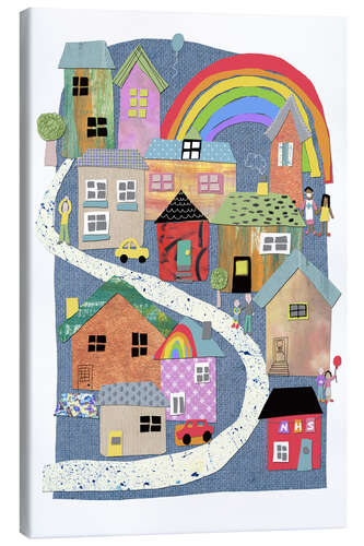 Canvas print Houses under the rainbow