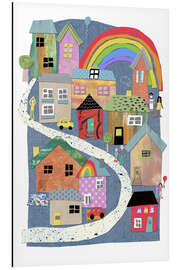 Magnettafel Häuser unterm Regenbogen