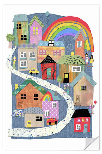 Muursticker Houses under the rainbow