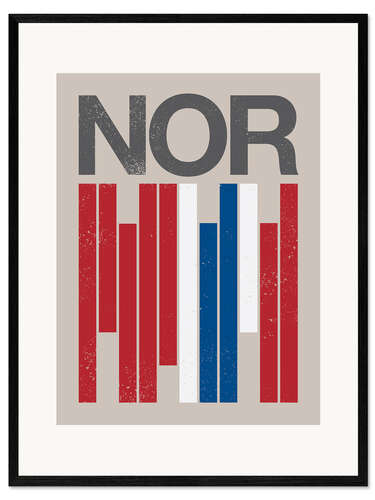 Framed art print Norway retro flag