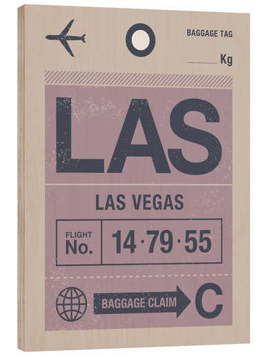 Tableau en bois Étiquette de bagage Las Vegas