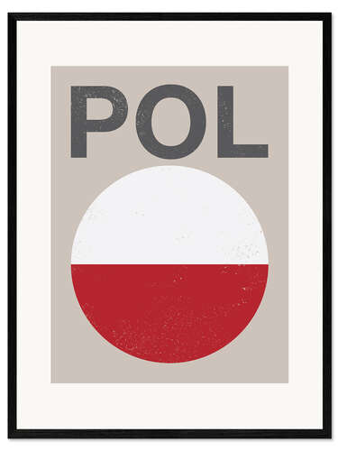 Inramat konsttryck Poland retro flag