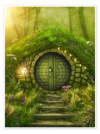 Poster Petite maison dans une forêt magique