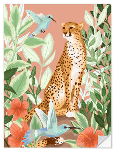 Selvklebende plakat Tropical cheetah