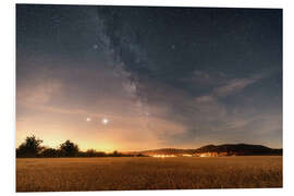 Foam board print The Milky Way over the Brocken low mountain range in the Harz Mountains