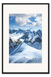 Gerahmter Kunstdruck Bergwelt bei Chamonix, Frankreich