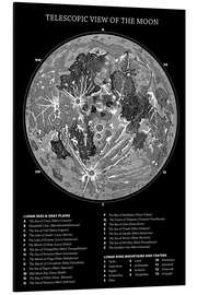 Magnettafel Mondkarte (englisch, schwarz)