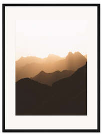 Gerahmter Kunstdruck Silhouette der Alpen zum Sonnenaufgang